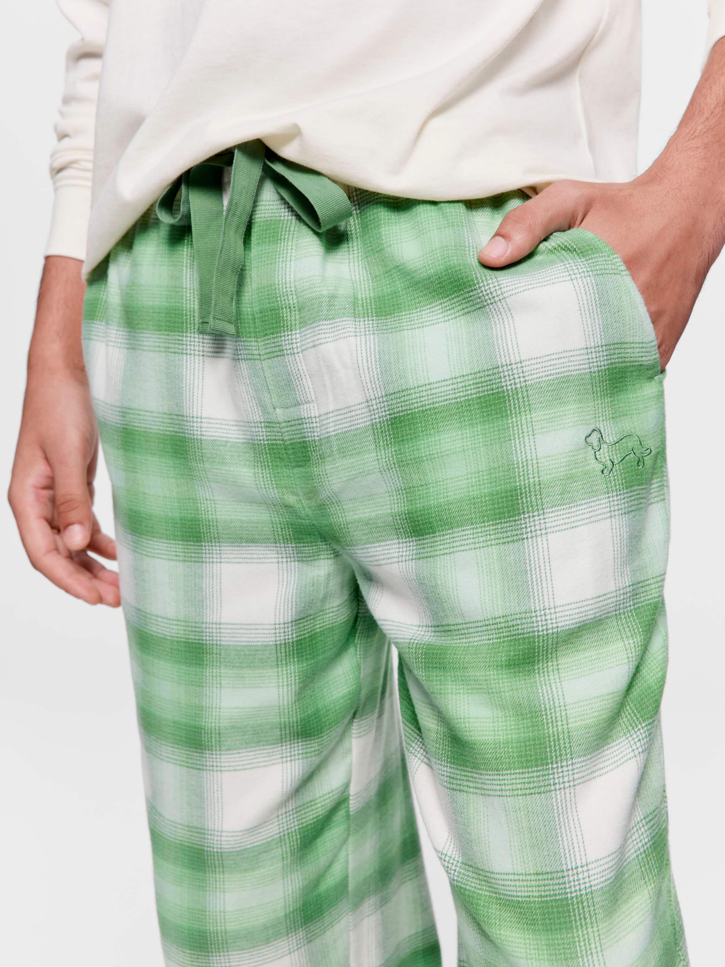 Green Check Flannelette Classic Pj Pant