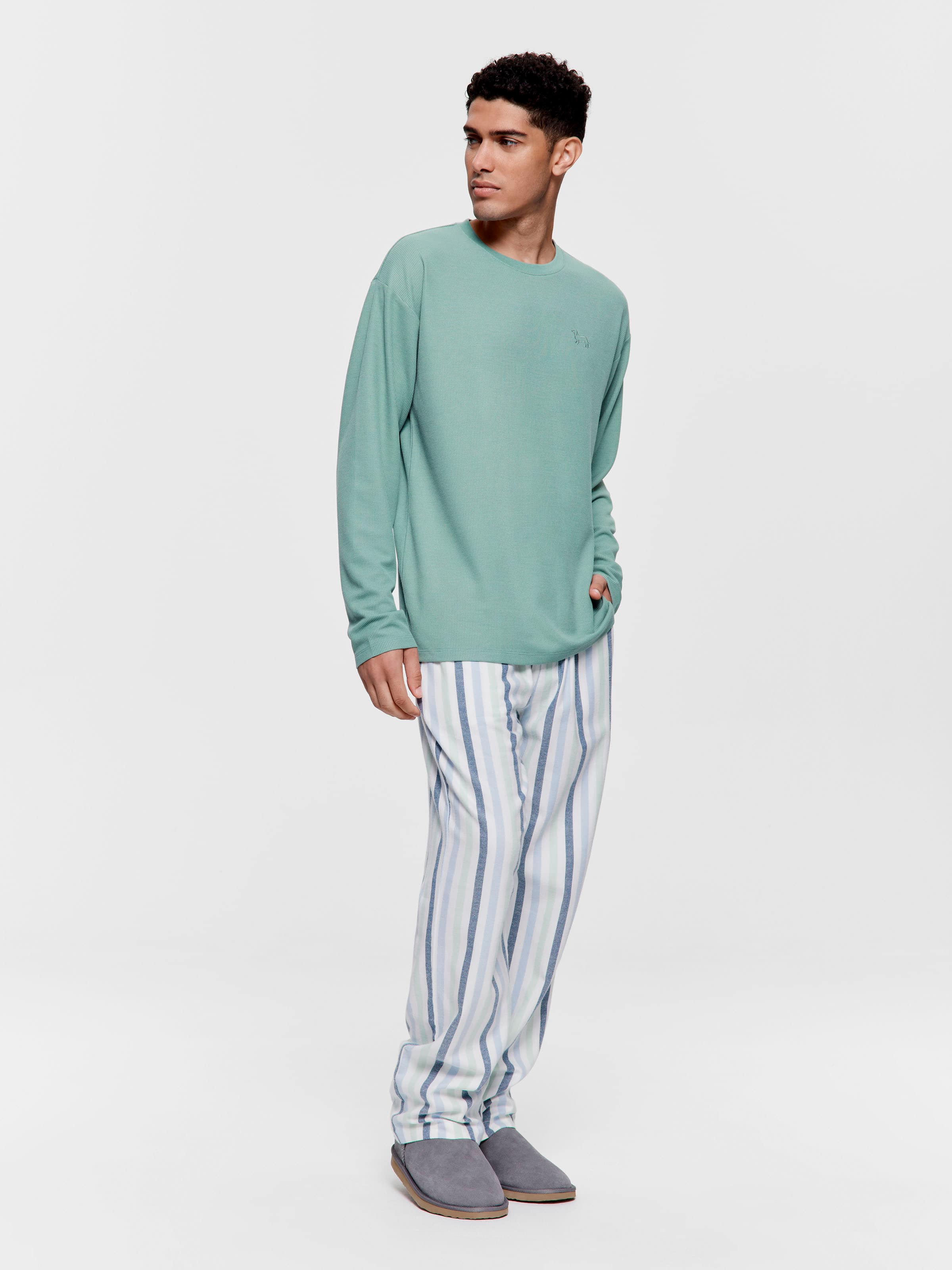 Sage Waffle Long Sleeve Top