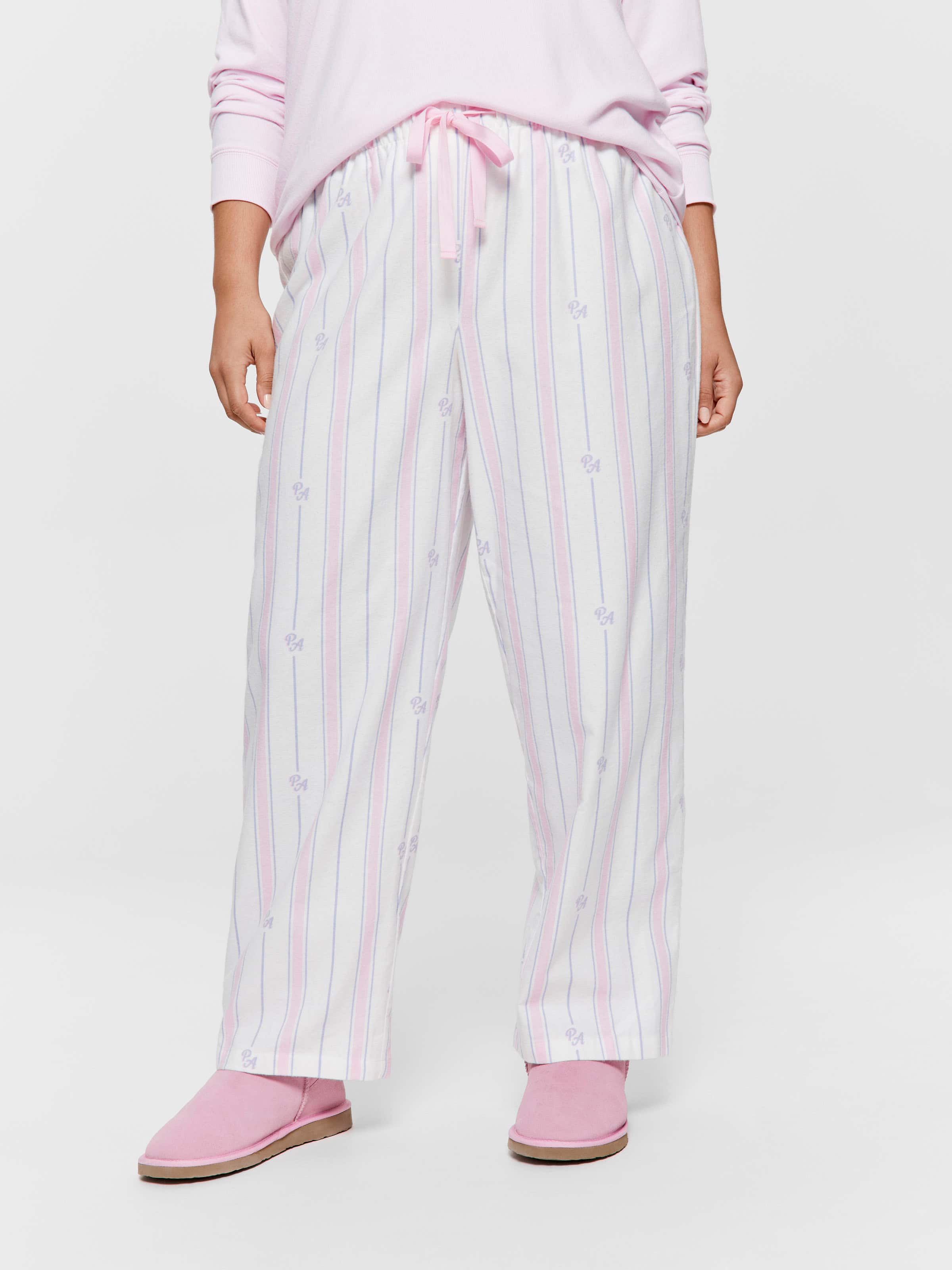 P.A. Plus Pink & Lilac Stripe Flannelette Pj Pant