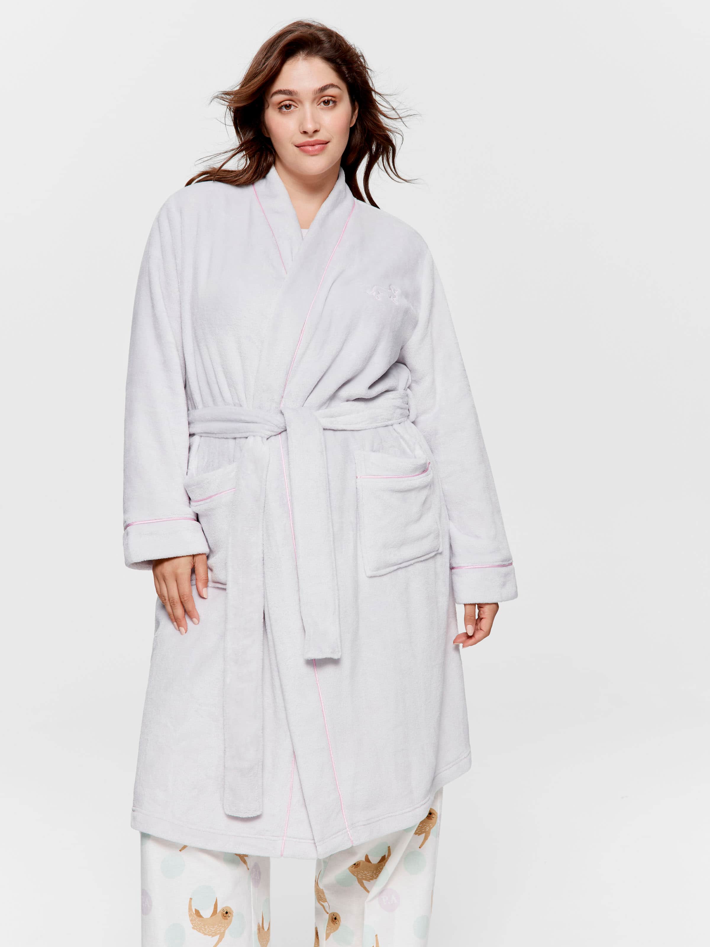 P.A. Plus Grey Classic Fleece Gown