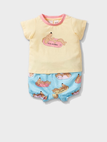 Baby Yellow Floating Penny Pj Set                                                                                               