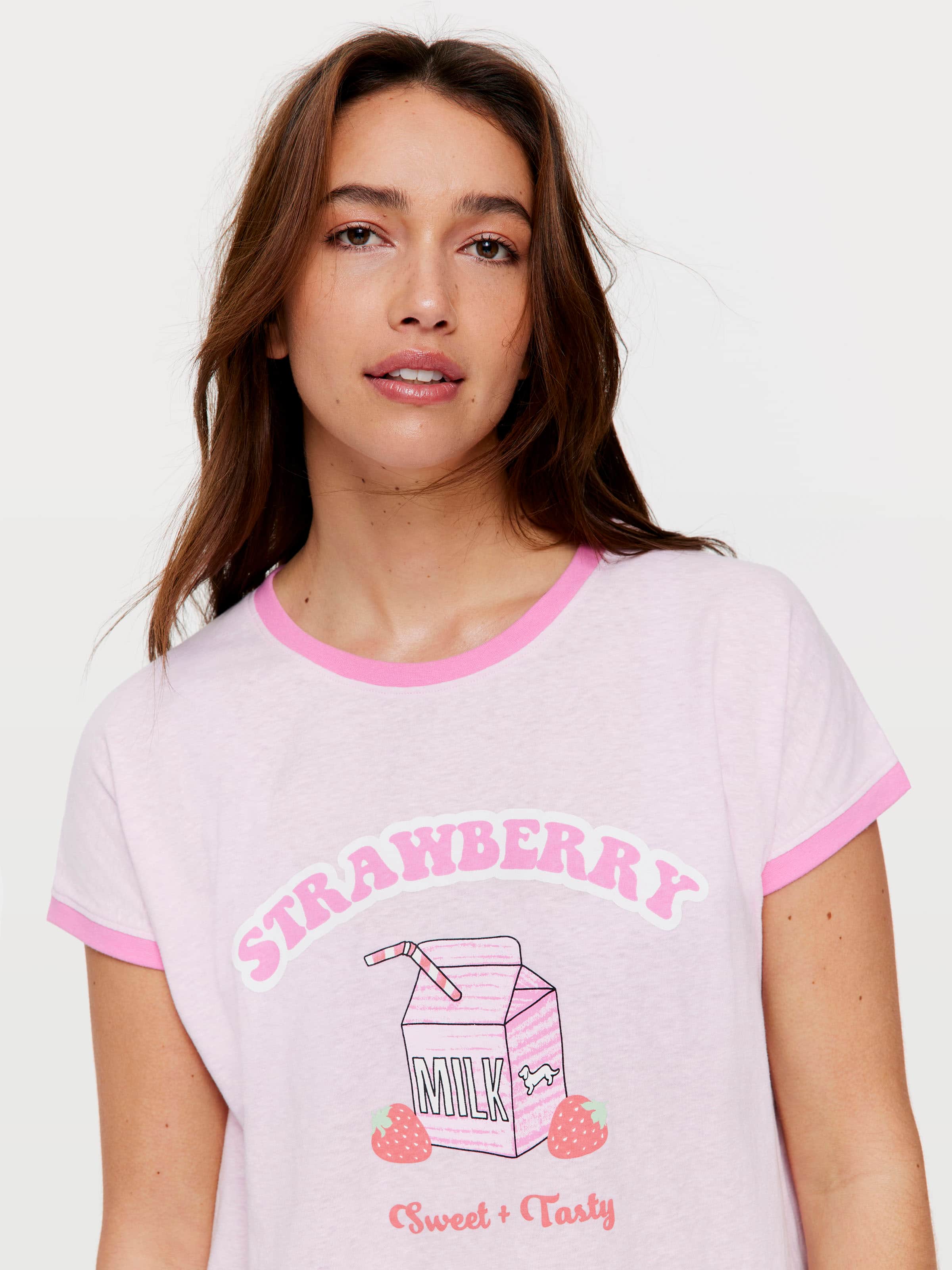 Strawberry Milk Tee Pink - Peter Alexander Online