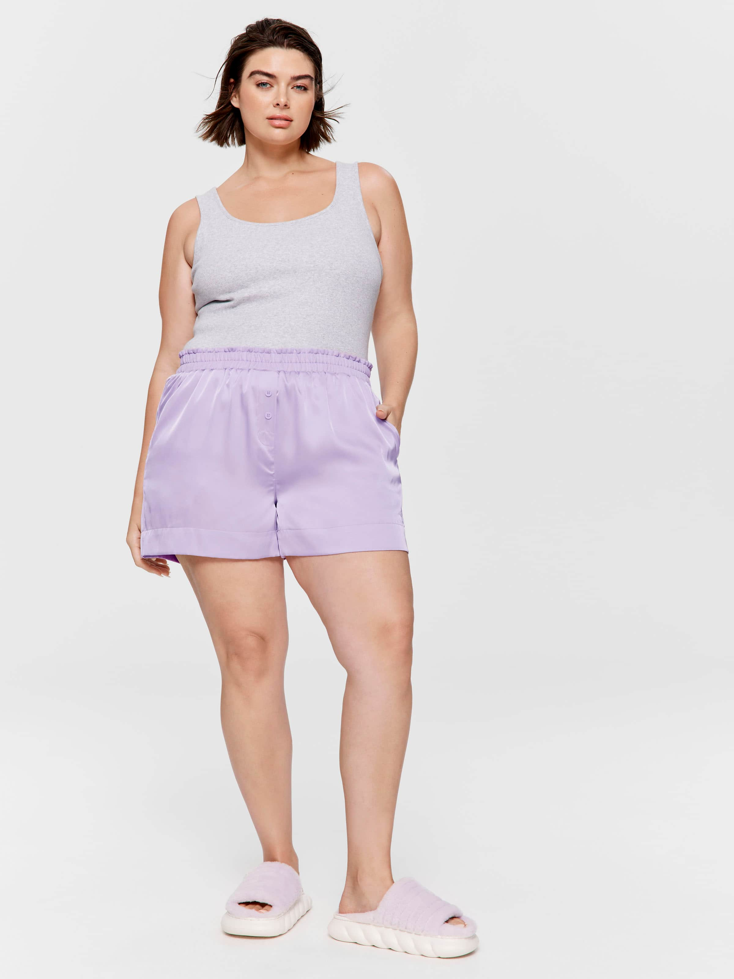 P.A. Plus Lilac Satin Short - Peter Alexander Online