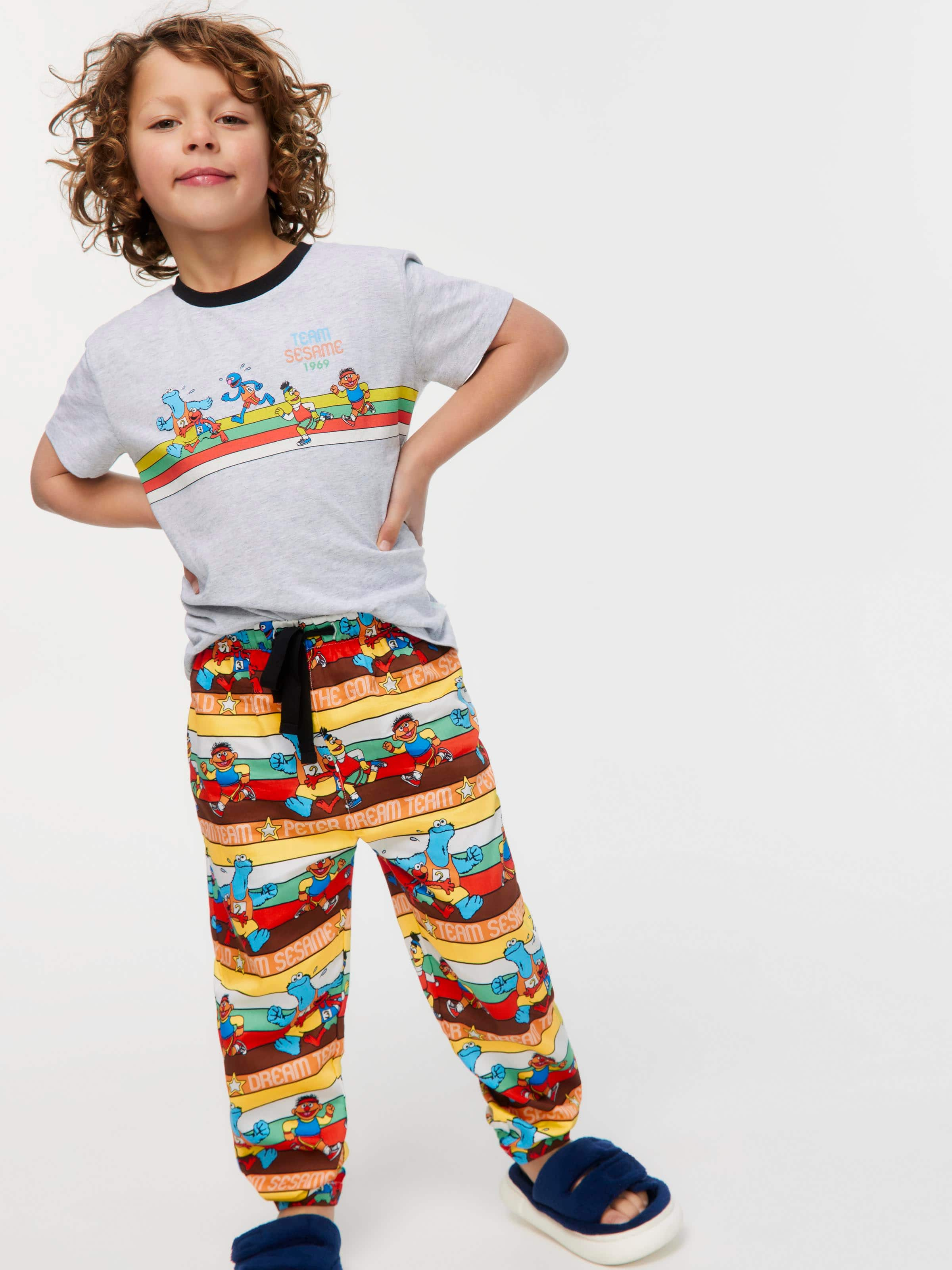 Jnr Boys Sesame Street Olympics Pj Set Multi - Peter Alexander Online