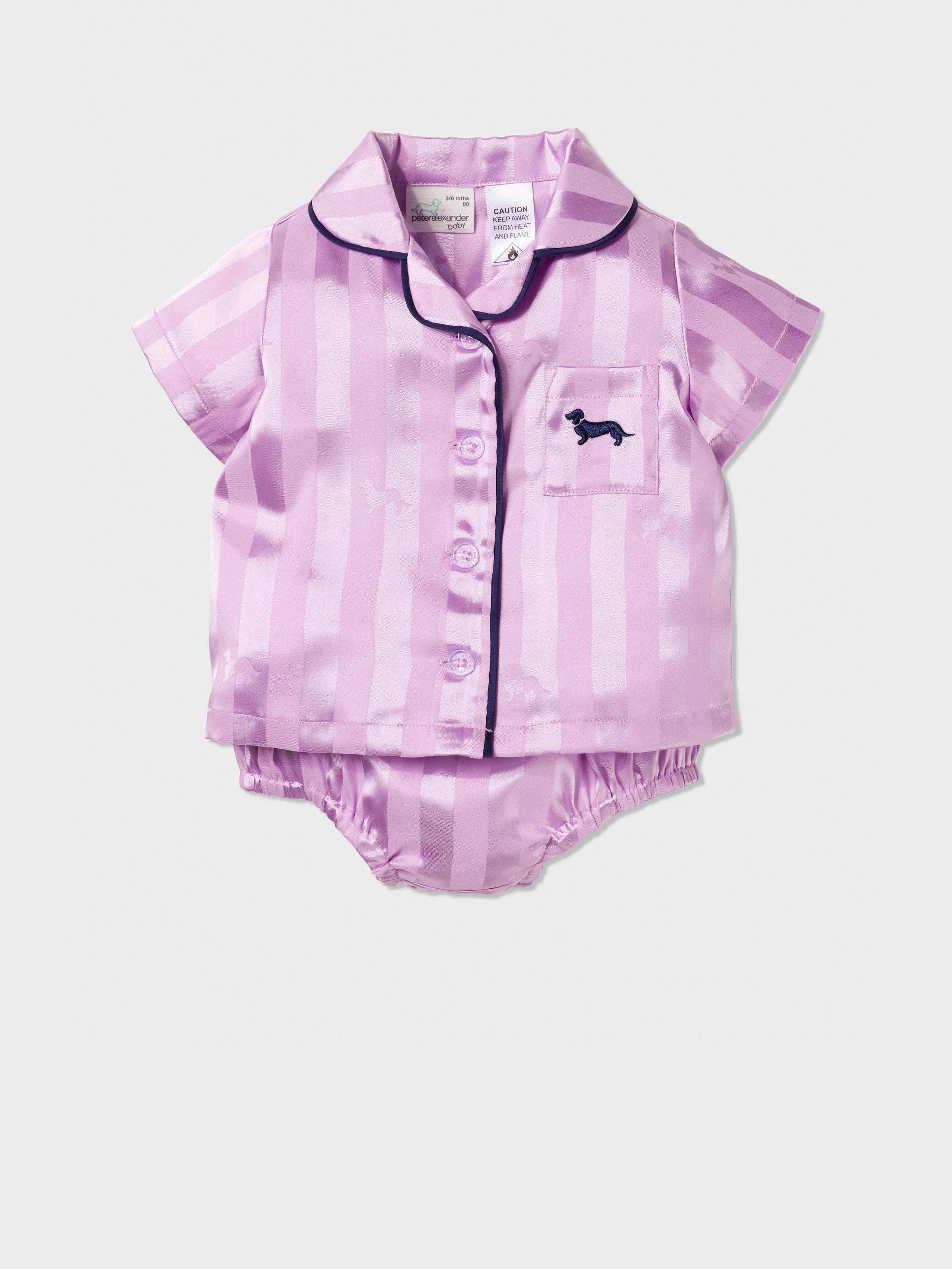 Baby Stripe Lilac Chic Satin Pj Set - Peter Alexander Online