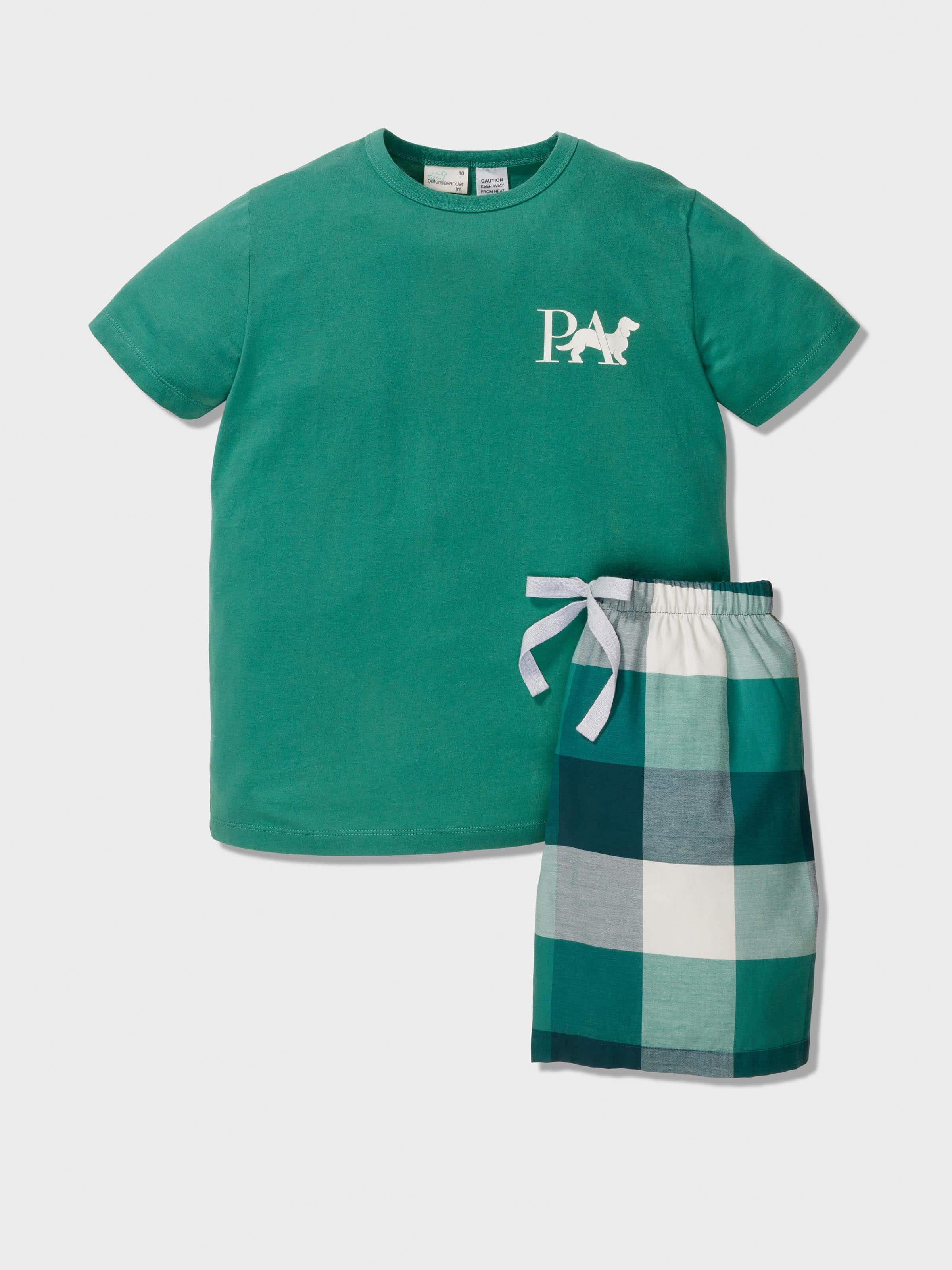 Boys Check Green Pj Set Multi - Peter Alexander Online