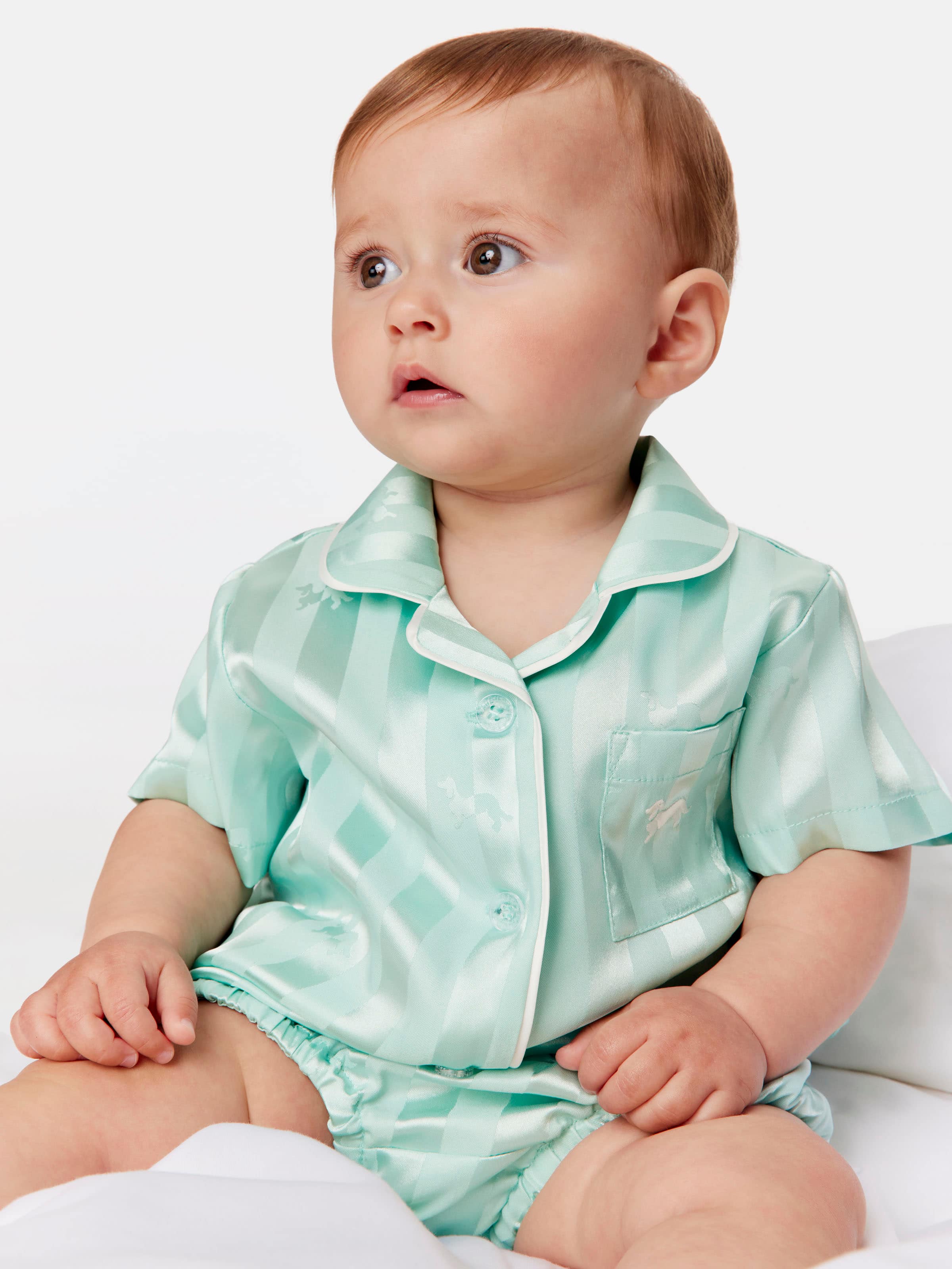 Baby Aqua Satin Pj Set Peter Alexander Online